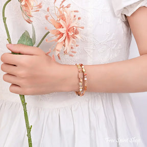 4-in-1 Natural Sunstone Carnelian & Citrine Beaded Chain