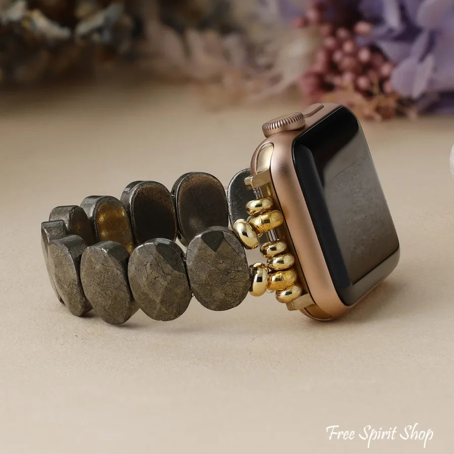 Natural Pyrite Apple Watch Band - Pyrite / Small / Apple 38-41MM Plate