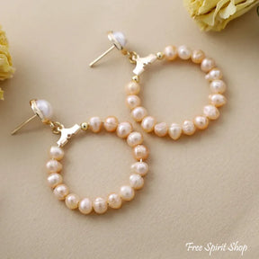 Natural Freshwater Pearl Hoop Earrings