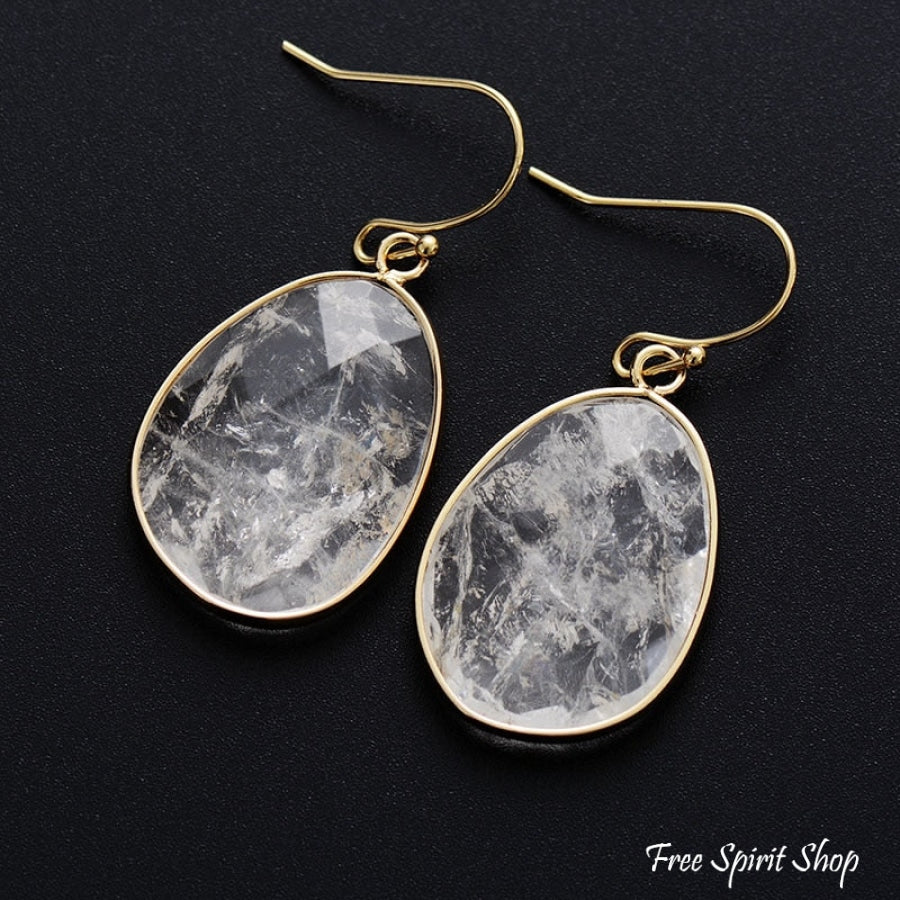 Handmade Clear Quartz Drop Earrings Jewelry > Gemstone