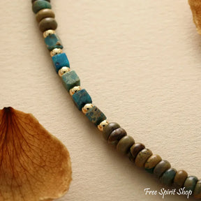 Natural Picture Jasper & Labradorite Minimalist Beaded Choker Necklace > Gemstone