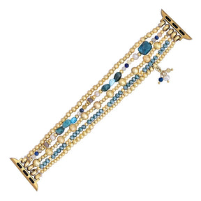 Ocean Blue Apatite Beaded Apple Watch Band Smartwatch Band / Strap > Gemstone Bead Watch Band > Beaded Apple Watch Band