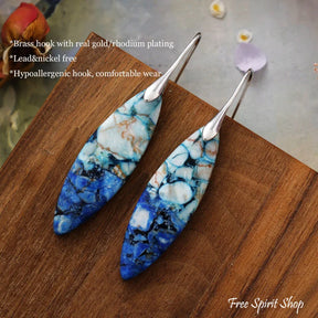 Blue Jasper Leaf Earrings - Jewelry > Earrings > Gemstone Earrings