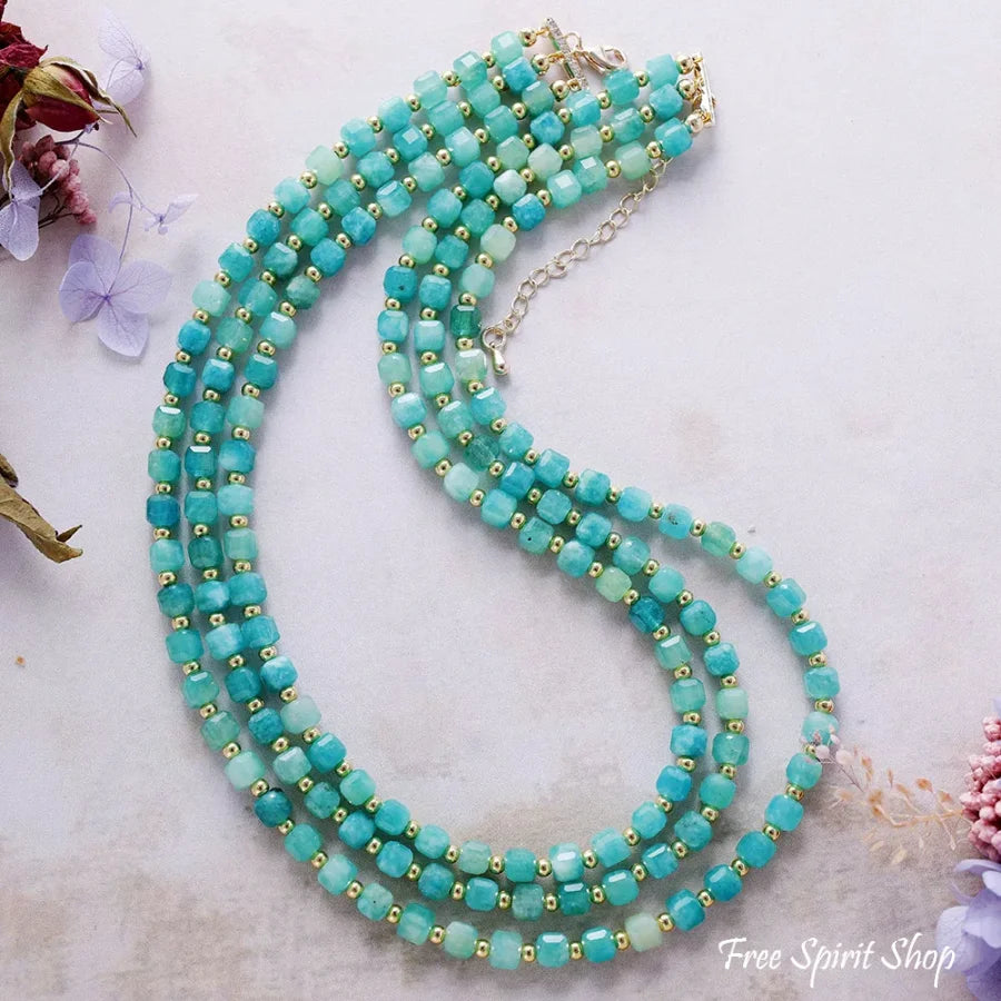 Turquoise Jade Beaded Multi Strand Necklace Jade