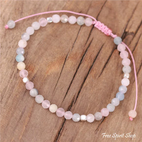 Natural Pink Morganite Minimalist Bead Bracelet Jewelry > Gemstone