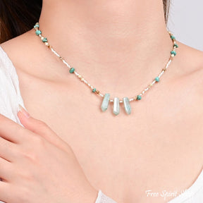 Natural Turquoise & Green Crystal Choker Necklace Jewelry > Gemstone Bead