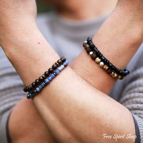 Natural Black Onyx & Picture Jasper Bracelet Set Jewelry > Gemstone Bead