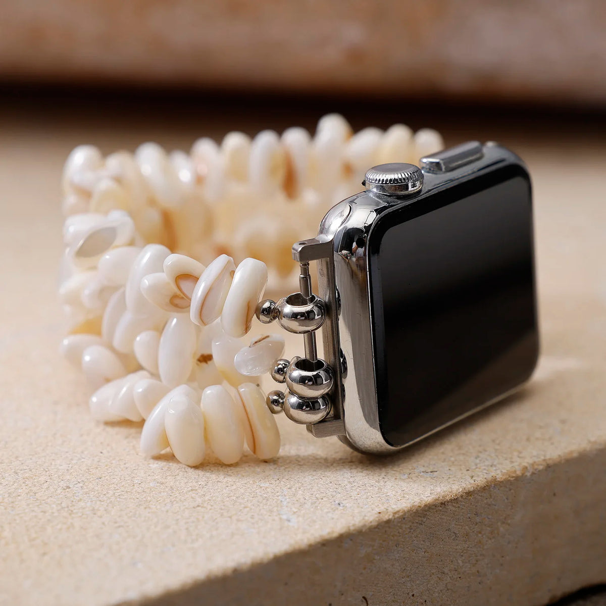 Natural White Shell Beaded Fitbit Watch Band