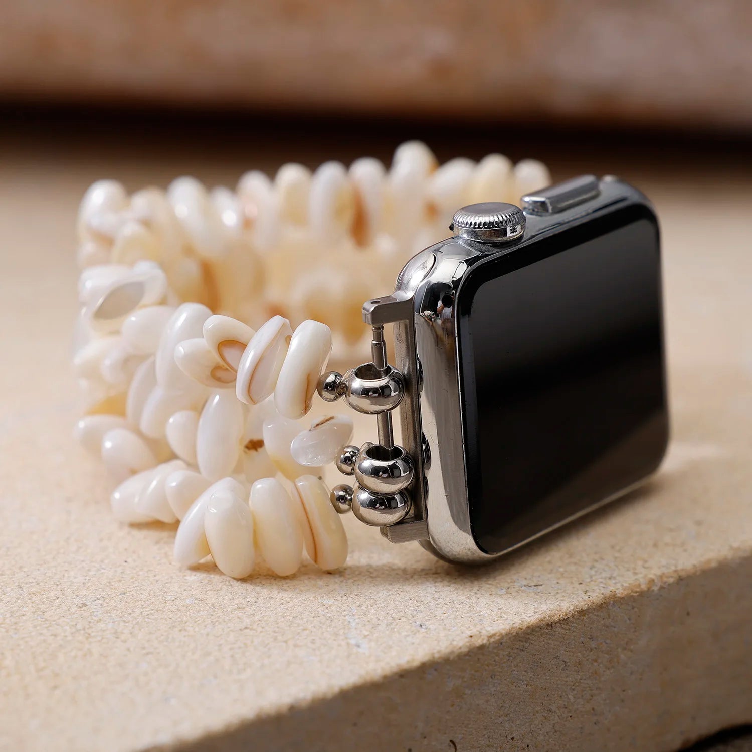 Natural White Shell Beaded Apple Watch Band