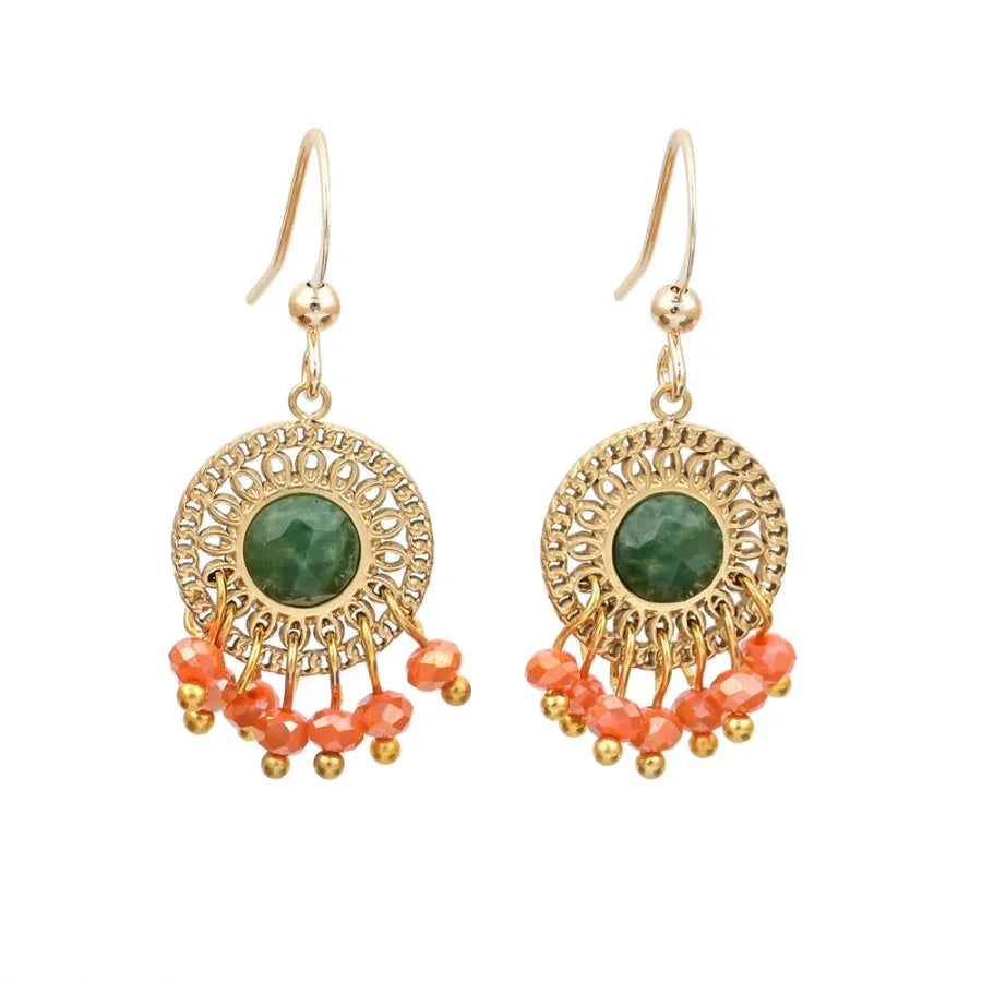 Natural African Green Jade Bohemian Earrings Jewelry > Gemstone