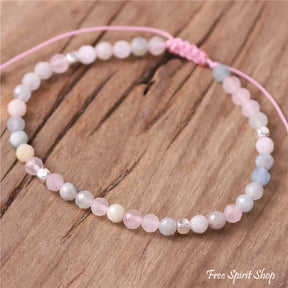 Natural Pink Morganite Minimalist Bead Bracelet Jewelry > Gemstone