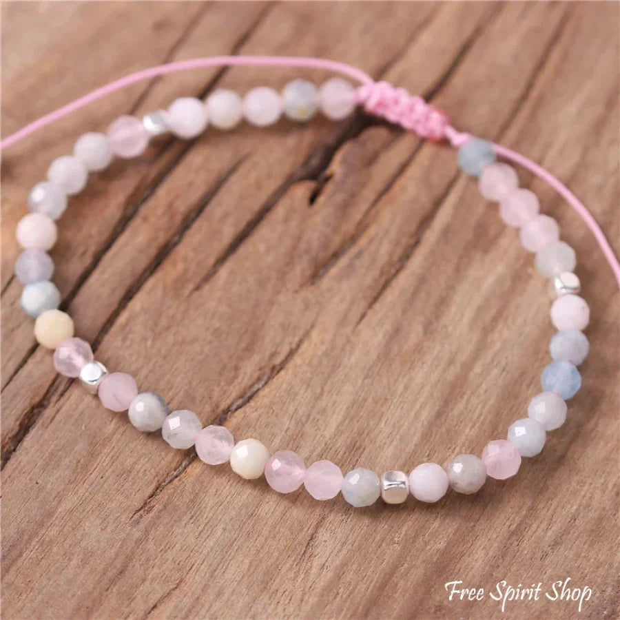 Natural Pink Morganite Minimalist Bead Bracelet Jewelry > Gemstone