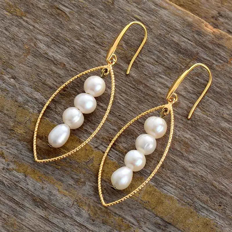 Freshwater Pearl Marquise Dangle Earrings