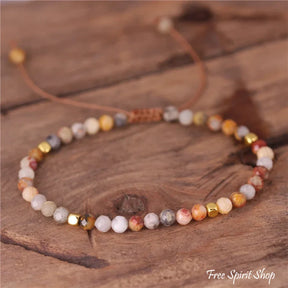 Natural Crazy Agate Minimalist Bead Bracelet Jewelry > Gemstone