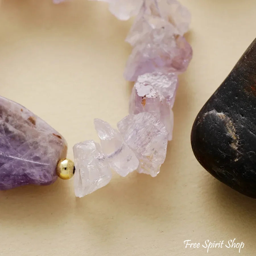 Natural Raw Amethyst Crystal Bracelet Jewelry > Gemstone Bead