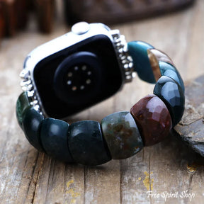 Chunky Amethyst Apple Watch Band - India Agate / Small / Apple 42-49MM Plate