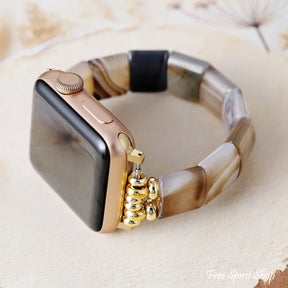 Brown Agate Square Bead Apple Watch Band Smartwatch Band / Strap > Gemstone Bead Watch Band > Beaded Apple Watch Band