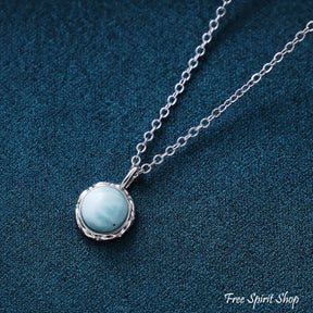 Minimalist Larimar Pendant Silver Necklace