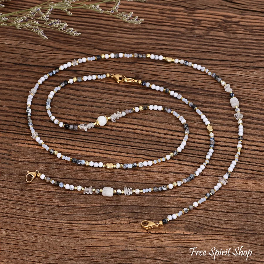 4-in-1 Natural Obsidian & Howlite Beaded Chain