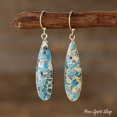 Turquoise Mosaic Jasper Dangle Earrings Gold Jewelry > Earrings > Gemstone Earrings