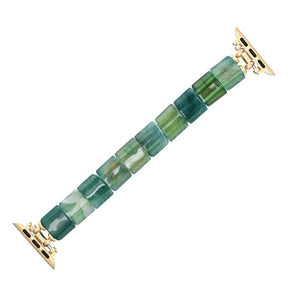 Green Agate Square Bead Apple Watch Band