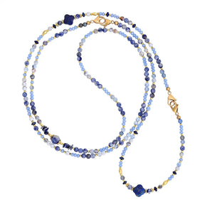 4-in-1 Natural Blue Sodalite & Lapis Lazuli Beaded Chain