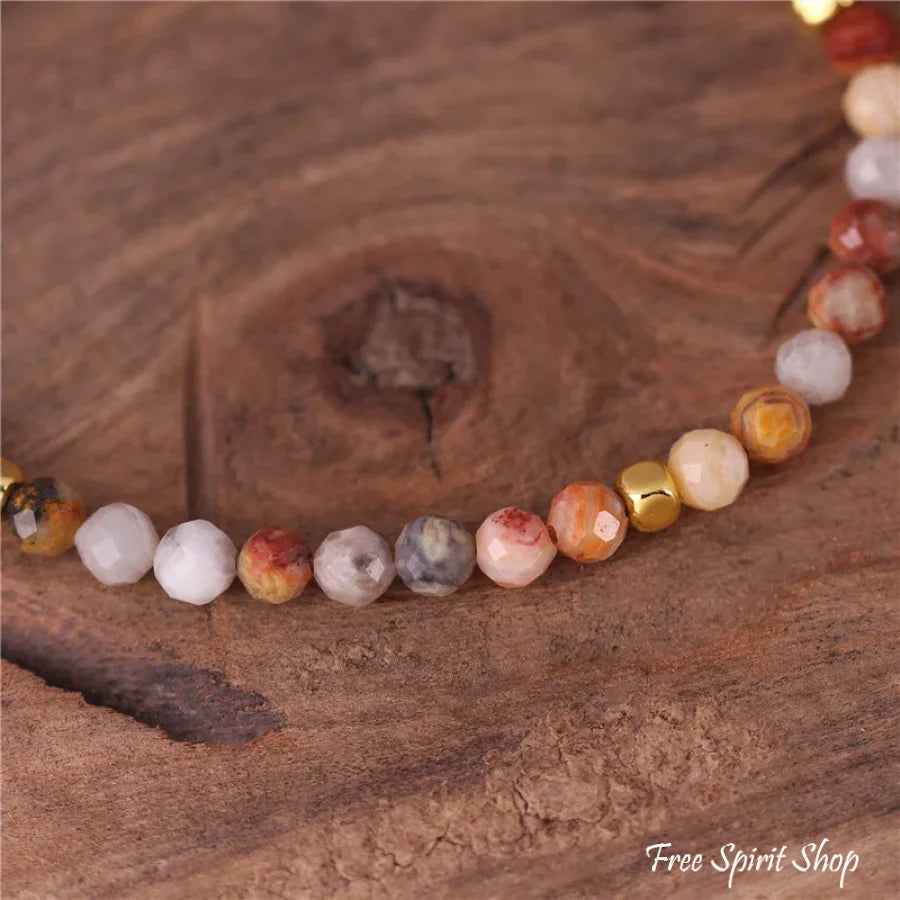 Natural Crazy Agate Minimalist Bead Bracelet Jewelry > Gemstone