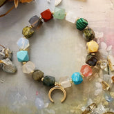 Multi Gemstone Chakra Bracelet with Crescent Moon Charm Chakra / Woman
