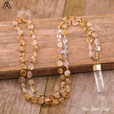Natural Yellow Citrine & Clear Quartz Necklace - Citrine / 108 Prayer Beads - Jewelry > Gemstone Bead Necklace