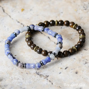 Natural Bronzite & Blue Aventurine Bead Bracelets Jewelry > Bracelet Gemstone