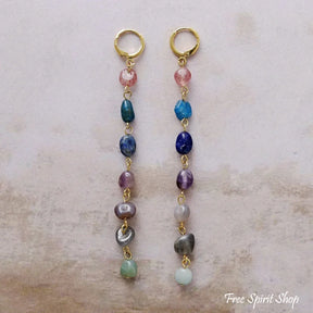7 Chakra Harmony Gemstone Drop Earrings Gold Jewelry > Earrings > Gemstone Earrings