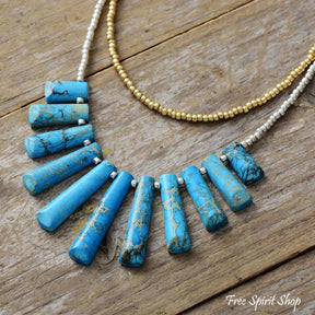 Handmade Turquoise Jasper & Gold/Silver Seedbead Necklace