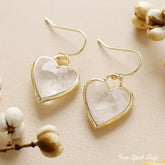 Natural Clear Quartz Crystal Heart Earrings Clear Quartx