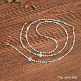4-in-1 Natural Amazonite Clover Beaded Chain – Necklace, Choker, Bracelet & Phone Accessory