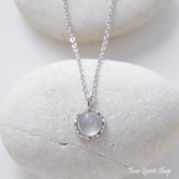 Minimalist Larimar Pendant Silver Necklace Moonstone