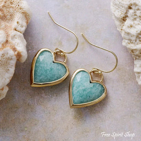 Labradorite Heart Drop Earrings