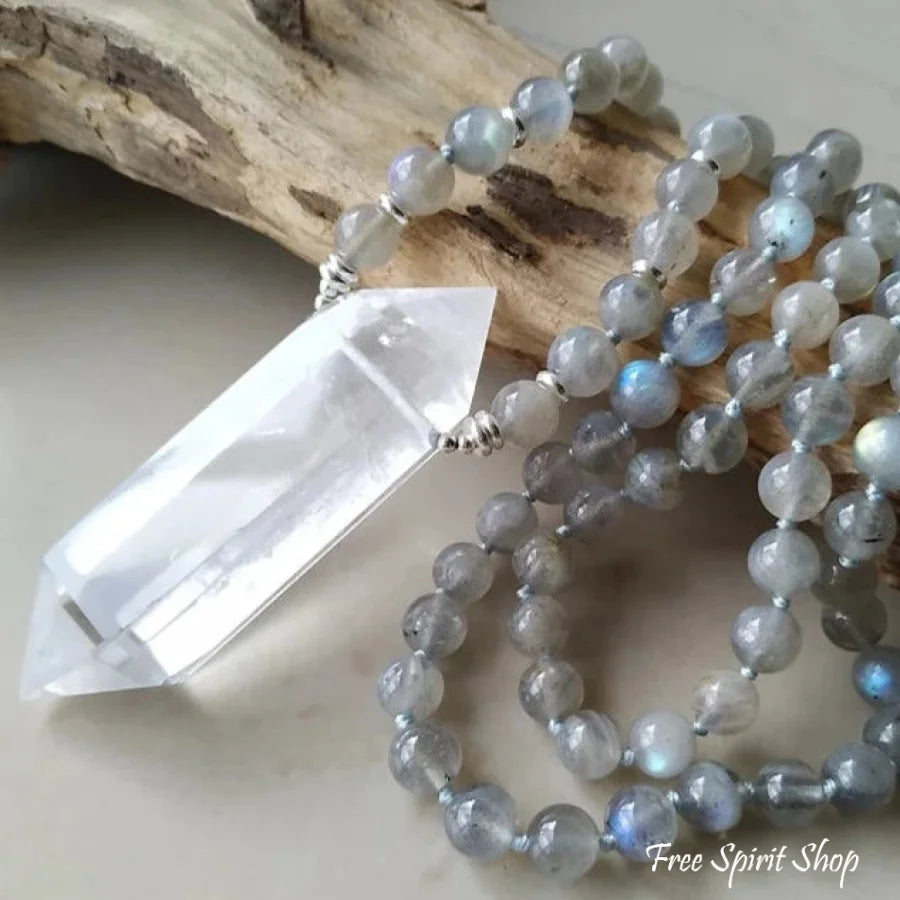 Natural Labradorite & Clear Quartz Necklace