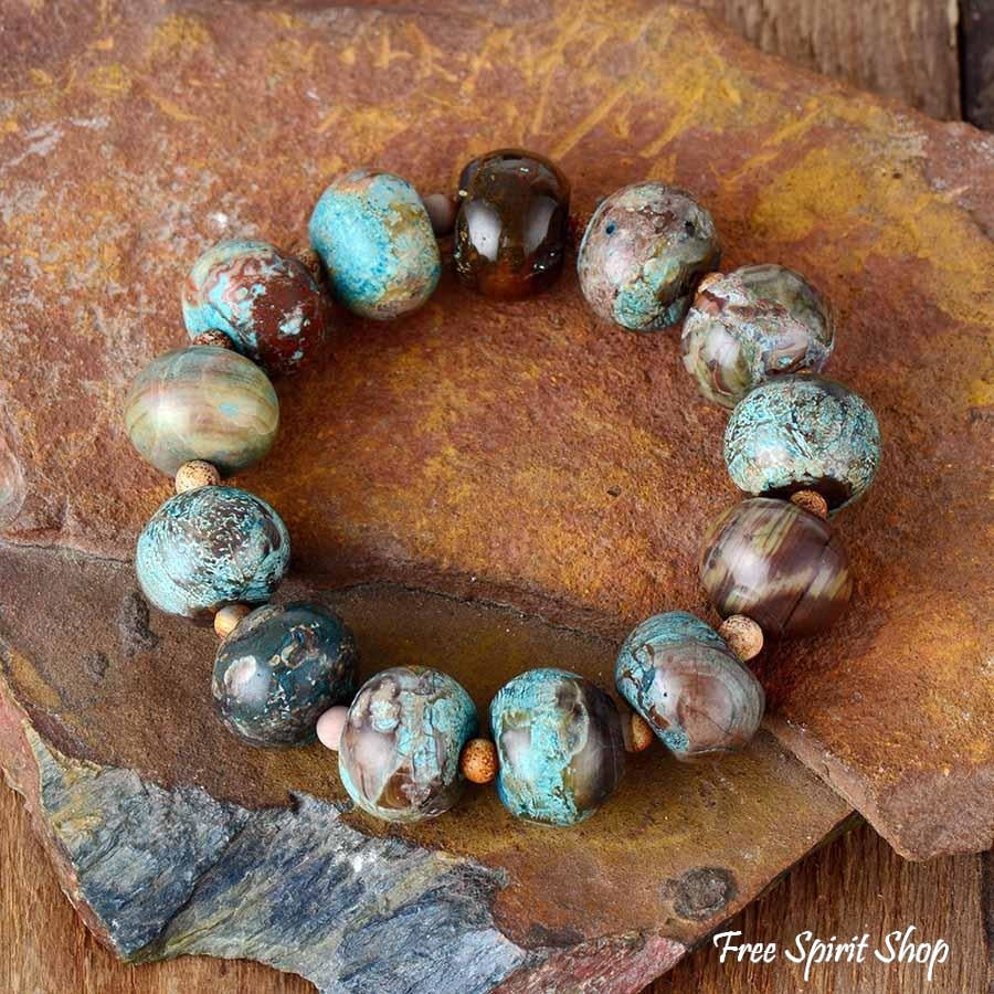 Big Jasper Stone Bead Bracelet - Free Spirit Shop