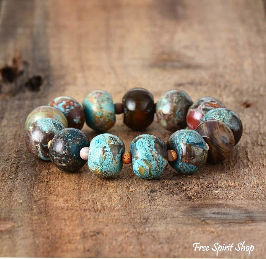 Big Jasper Stone Bead Bracelet - Free Spirit Shop