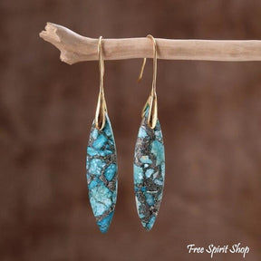 Blue Imperial Stone Drop Earrings - Free Spirit Shop
