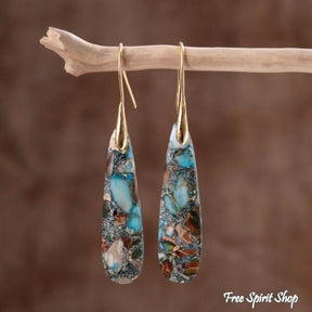Blue Imperial Stone Drop Earrings - Free Spirit Shop