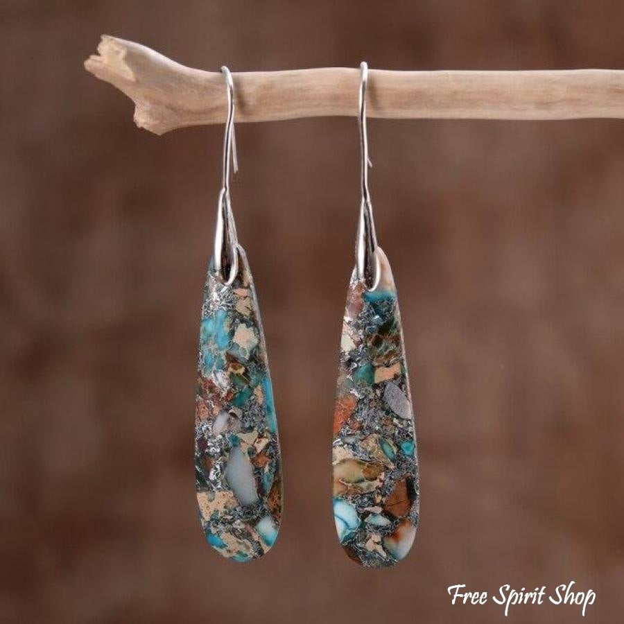 Blue Imperial Stone Drop Earrings - Free Spirit Shop