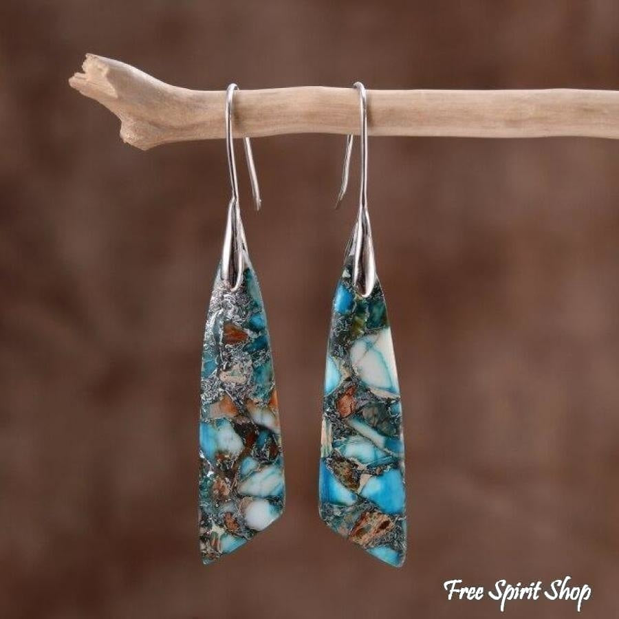 Blue Imperial Stone Drop Earrings - Free Spirit Shop