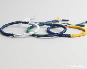 Buddhist Lucky Knots Bracelets - Blue Green Yellow - Free Spirit Shop