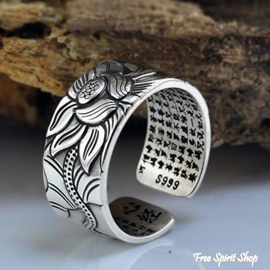 Buddhist Silver Lotus Flower Ring - Free Spirit Shop