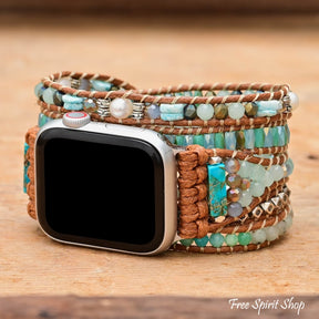 Calming Amazonite & Mixed Beads Apple Watch Band - Free Spirit Shop