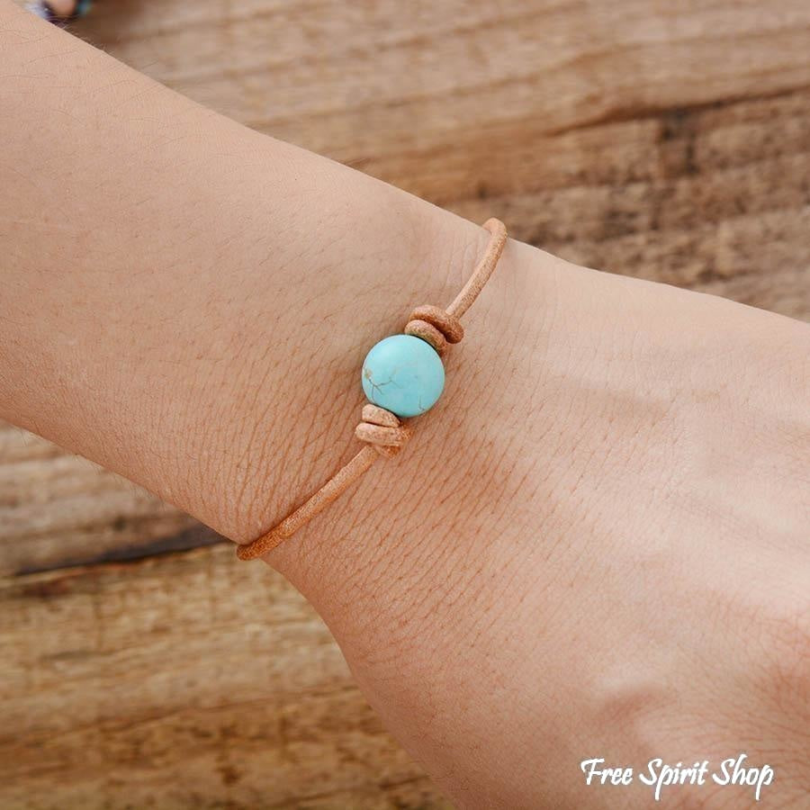 Ethnic Turquoise Bead Leather Bracelet - Free Spirit Shop