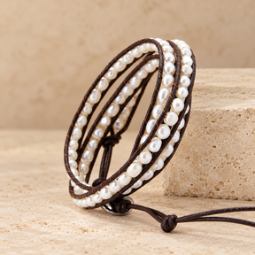 Freshwater Pearl Leather Wrap Bracelet