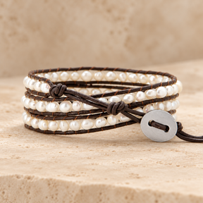 Freshwater Pearl Leather Wrap Bracelet