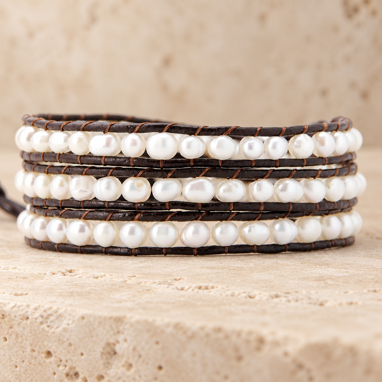 Freshwater Pearl Leather Wrap Bracelet